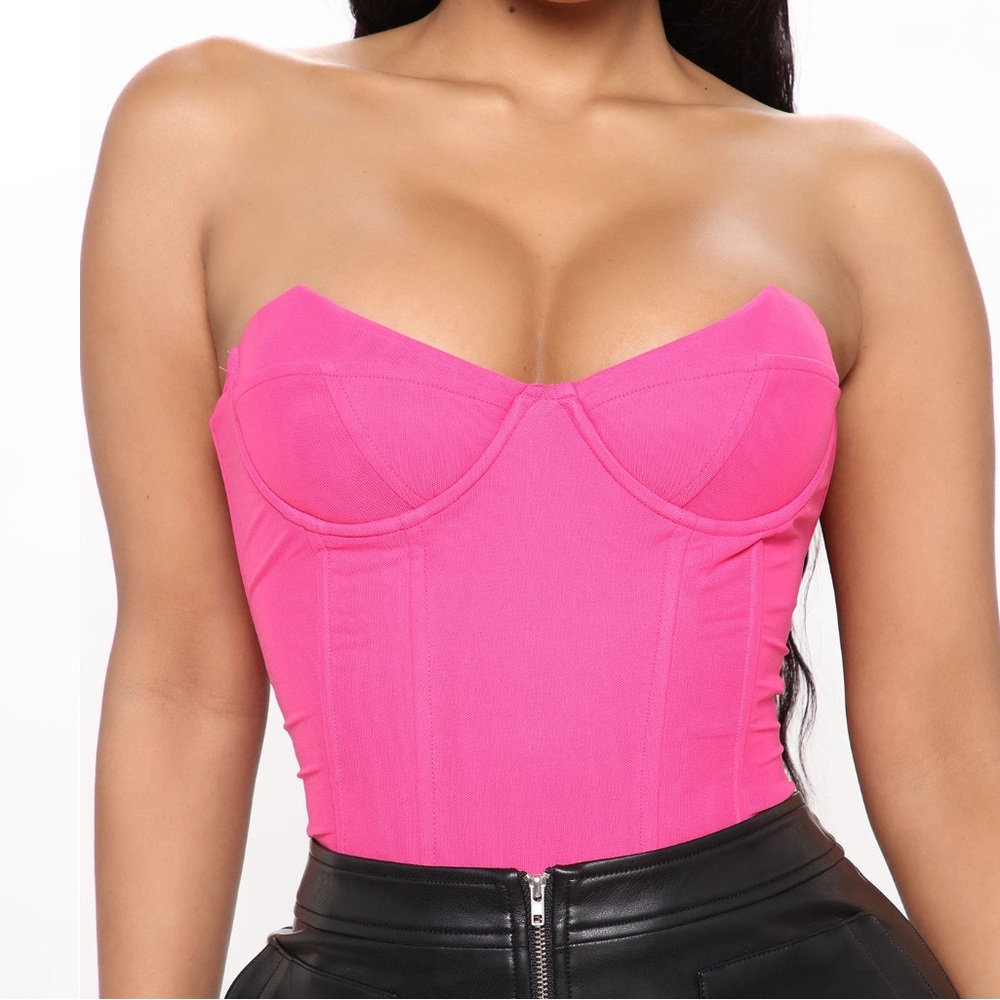 fushia pink fashion nova sexy corset mesh top